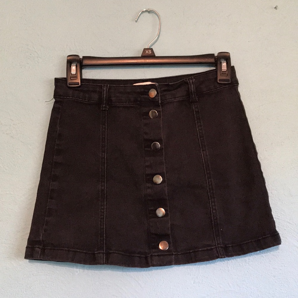 Forever 21 Black Denim Button Up Skirt